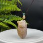 Fossilized Coral Pendant Jadeification Purple Yellow Bi-color Lemon Blossom Carved Cute Fat Cat