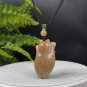 Fossilized Coral Pendant Jadeification Purple Yellow Bi-color Lemon Blossom Carved Cute Fat Cat