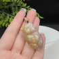 Fossilized Coral Pendant Jadeification Purple Yellow Bi-color Lemon Blossom Carved Cute Fat Cat