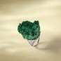 Raw Green Malachite Ring Adjustable Freeform Silver S925 Handmade