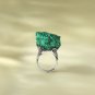 Raw Green Malachite Ring Adjustable Freeform Silver S925 Handmade
