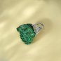 Raw Green Malachite Ring Adjustable Freeform Silver S925 Handmade