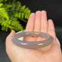 Smoky Purple Agate Bangle 53+MM Icy Floating Flowers Round