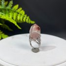 Raw Red Phantom Quartz Ring Adjustable Freeform Tower Silver S925 Handmade