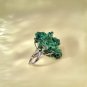Raw Green Malachite Ring Adjustable Freeform Flame Geode Silver S925 Handmade