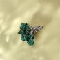 Raw Green Malachite Ring Adjustable Freeform Flame Geode Silver S925 Handmade