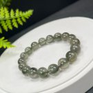 Green Rutilated Quartz Beaded Bracelet 10.5mm Icy Translucent Hair Crystal Women Gifts