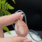 Teardrop Fossilized Coral Pendant Necklace Porcelain Luster Double Sided Orange Gray Lemon Blossom