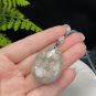 Teardrop Fossilized Coral Pendant Necklace Porcelain Luster Double Sided Orange Gray Lemon Blossom