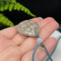 Teardrop Fossilized Coral Pendant Necklace Porcelain Luster Double Sided Orange Gray Lemon Blossom