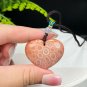 Heart Fossilized Coral Pendant Necklace Porcelain Luster Orange Pink Lemon Blossom Phoenix Tail