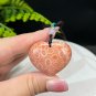 Heart Fossilized Coral Pendant Necklace Porcelain Luster Orange Pink Lemon Blossom Phoenix Tail