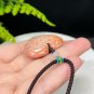Heart Fossilized Coral Pendant Necklace Porcelain Luster Orange Pink Lemon Blossom Phoenix Tail