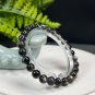 Black Aquamarine Beaded Bracelet 7mm High Icy Sparkling Translucent Stacking