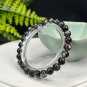 Black Aquamarine Beaded Bracelet 7mm High Icy Sparkling Translucent Stacking