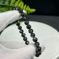 Black Aquamarine Beaded Bracelet 7mm High Icy Sparkling Translucent Stacking