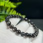 Black Aquamarine Beaded Bracelet 7mm High Icy Sparkling Translucent Stacking