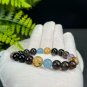 Mix Gemstones Beaded Bracelet Colorful Birthstone Handmade Obsidian Citrine Aquamarine Amethyst