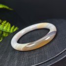 Beige Gray Agate Bangle 56MM Translucent Celestial Eyes Multi-layer Round