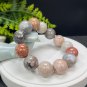 Fossilized Coral Beaded Bracelet 19.5mm Large Beads Multicolored Lemon Blossom
