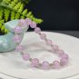 Kunzite Beaded Bracelet 8mm Icy Translucent Light Lavender Purple with Lake Green Jade Beads