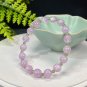 Kunzite Beaded Bracelet 8mm Icy Translucent Light Lavender Purple with Lake Green Jade Beads