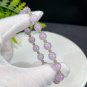 Kunzite Beaded Bracelet 8mm Icy Translucent Light Lavender Purple with Lake Green Jade Beads