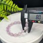 Kunzite Beaded Bracelet 8mm Icy Translucent Light Lavender Purple with Lake Green Jade Beads