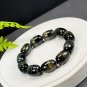 Blue Yellow Tiger's Eye Beaded Bracelet Jadeification Barrel Beads Flashy Lightning Pattern