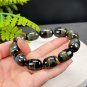 Blue Yellow Tiger's Eye Beaded Bracelet Jadeification Barrel Beads Flashy Lightning Pattern