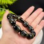 Blue Yellow Tiger's Eye Beaded Bracelet Jadeification Barrel Beads Flashy Lightning Pattern