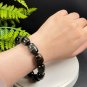 Blue Yellow Tiger's Eye Beaded Bracelet Jadeification Barrel Beads Flashy Lightning Pattern