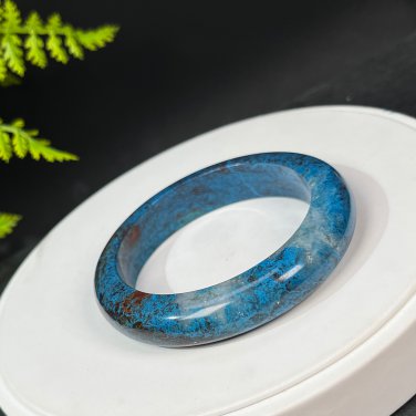 Rare American Blue Chrysocolla Bangle 56MM Porcelain Luster Crystallization