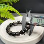 Silver Obsidian Beaded Bracelet Genuine Cat's Eye Silver Sheen Barrel Beads