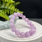 Kunzite Beaded Bracelet 12mm Icy Cat's Eye Lavender Purple Genuine Spodumene