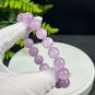 Kunzite Beaded Bracelet 12mm Icy Cat's Eye Lavender Purple Genuine Spodumene
