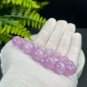 Kunzite Beaded Bracelet 12mm Icy Cat's Eye Lavender Purple Genuine Spodumene