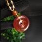 Red Agate Pendant Necklace Icy Translucent Clean Hand Carved Peace Buckle Donut