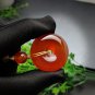 Red Agate Pendant Necklace Icy Translucent Clean Hand Carved Peace Buckle Donut