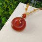 Red Agate Pendant Necklace Icy Translucent Clean Hand Carved Peace Buckle Donut