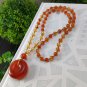 Red Agate Pendant Necklace Icy Translucent Clean Hand Carved Peace Buckle Donut