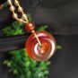 Red Agate Pendant Necklace Icy Translucent Clean Hand Carved Peace Buckle Donut