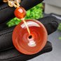 Red Agate Pendant Necklace Icy Translucent Clean Hand Carved Peace Buckle Donut