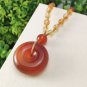 Red Agate Pendant Necklace Icy Translucent Clean Hand Carved Peace Buckle Donut