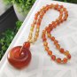 Red Agate Pendant Necklace Icy Translucent Clean Hand Carved Peace Buckle Donut