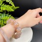Orange Pink Agate Beaded Bracelet 20mm Large Beads Icy Translucent