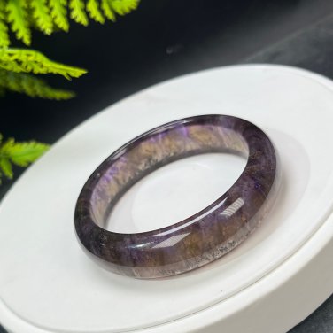 Auralite 23 Crystal Bangle 54MM Flake Ice Rainbow Translucent Feather Purple Golden