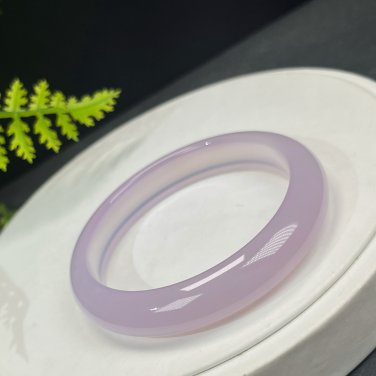 Brazilian Light Purple Agate Bangle 58+MM Icy Translucent Clean