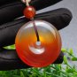 Smoky Purple Red Agate Pendant Necklace Icy Translucent Clean Hand Carved Peace Buckle Donut