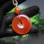 Red Agate Pendant Necklace Icy Translucent Clean Hand Carved Peace Buckle Donut